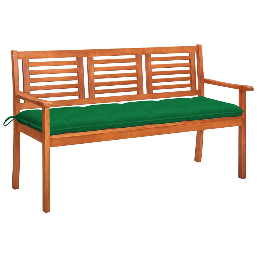 Tuinbank 3-Zits Met Kussen Massief Eucalyptushout 150 cm