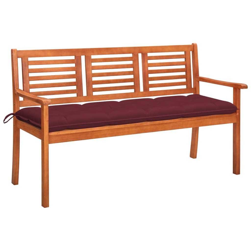 Tuinbank 3-Zits Met Kussen Massief Eucalyptushout 150 cm