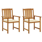 Garden chairs 2 pcs with cushions solid acacia wood