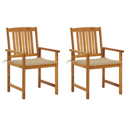 Tuinstoelen 2 st massief acaciahout beige