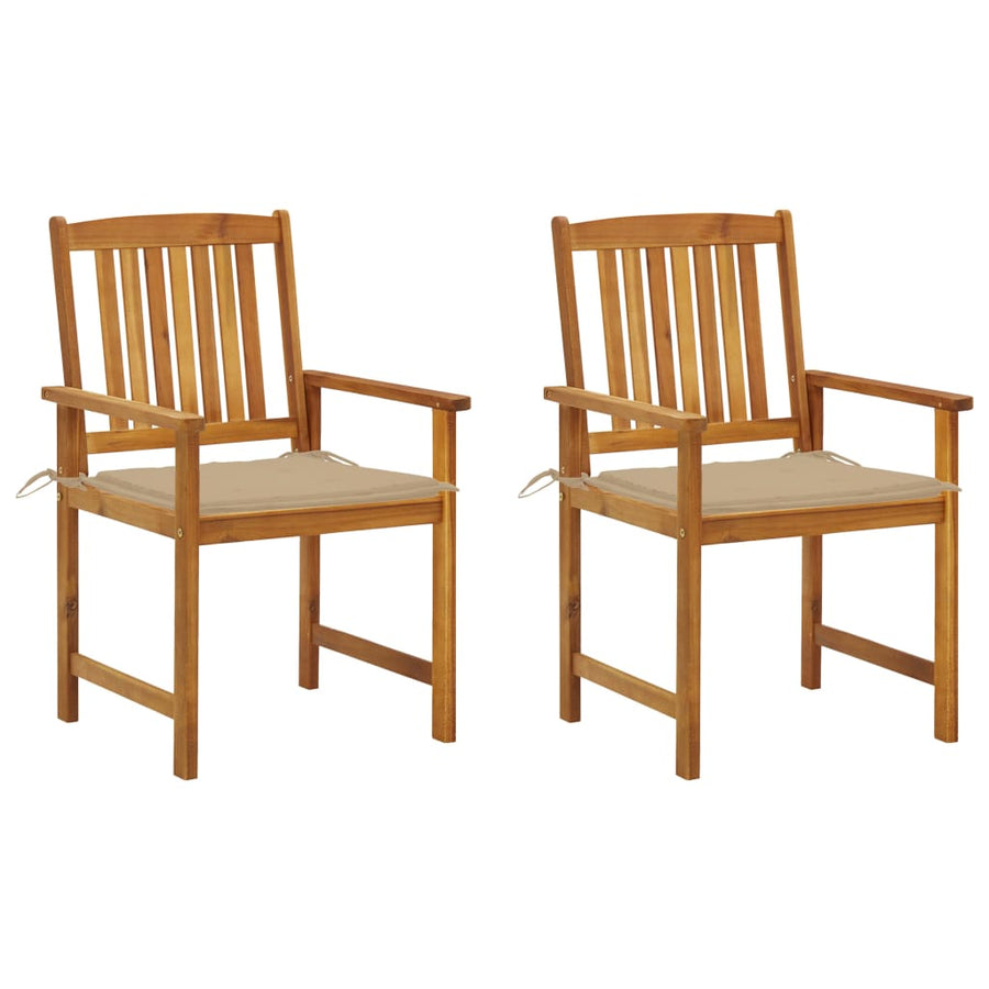 Tuinstoelen 2 St Met Kussens Massief Acaciahout Beige