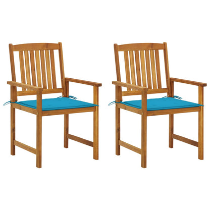 Tuinstoelen 2 St Met Kussens Massief Acaciahout 1 Blauw