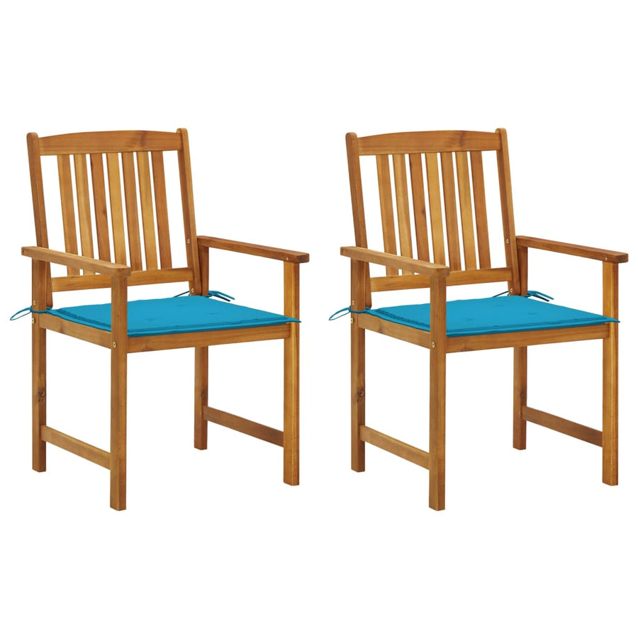 Tuinstoelen 2 St Met Kussens Massief Acaciahout 1 Blauw