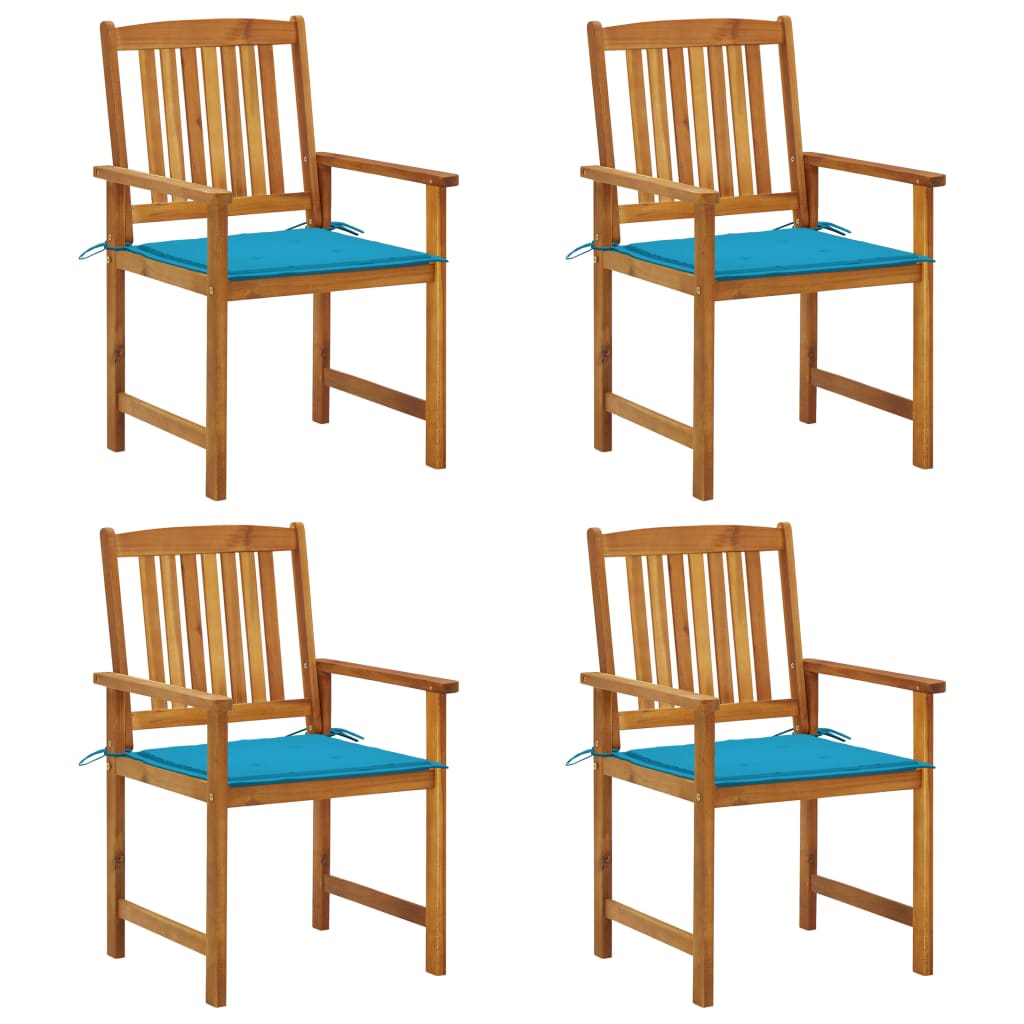 Tuinstoelen Met Kussens Massief Acaciahout 4 Blauw