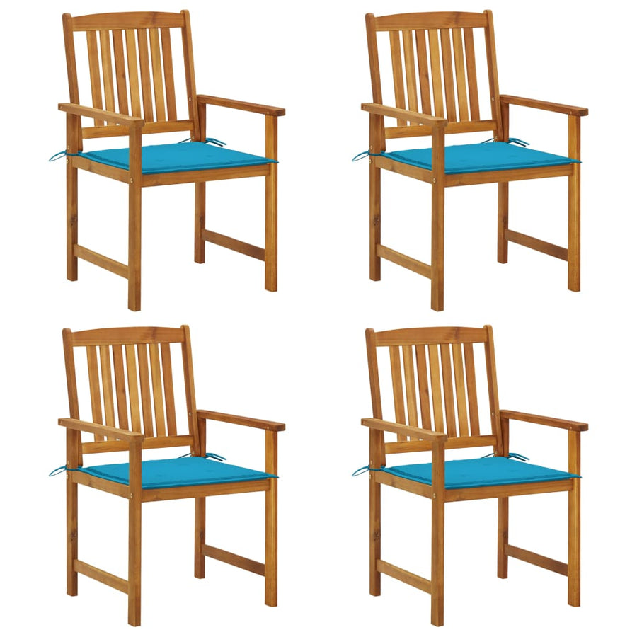 Tuinstoelen Met Kussens Massief Acaciahout 4 Blauw