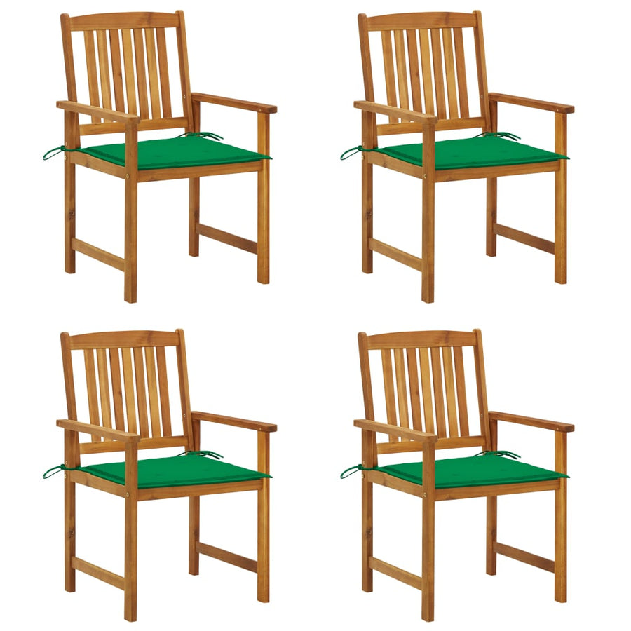 Tuinstoelen Met Kussens Massief Acaciahout 4 Groen
