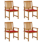 Tuinstoelen 4 st massief acaciahout met kussens
