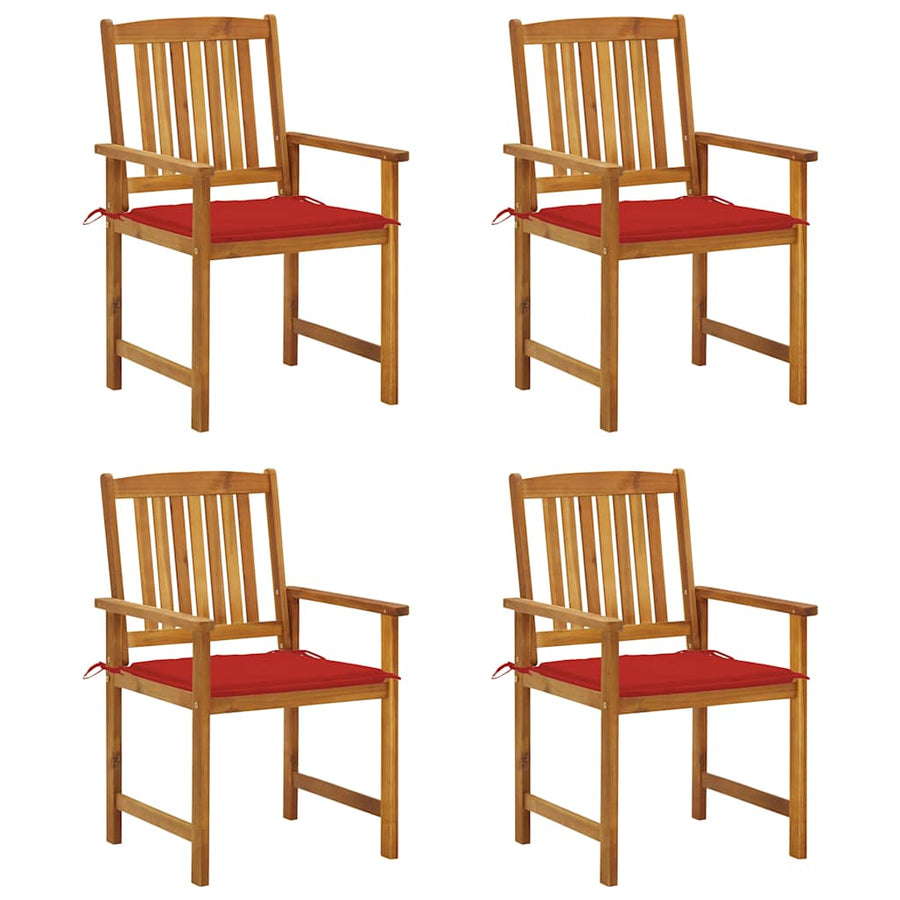 Tuinstoelen Met Kussens Massief Acaciahout 4 Rood