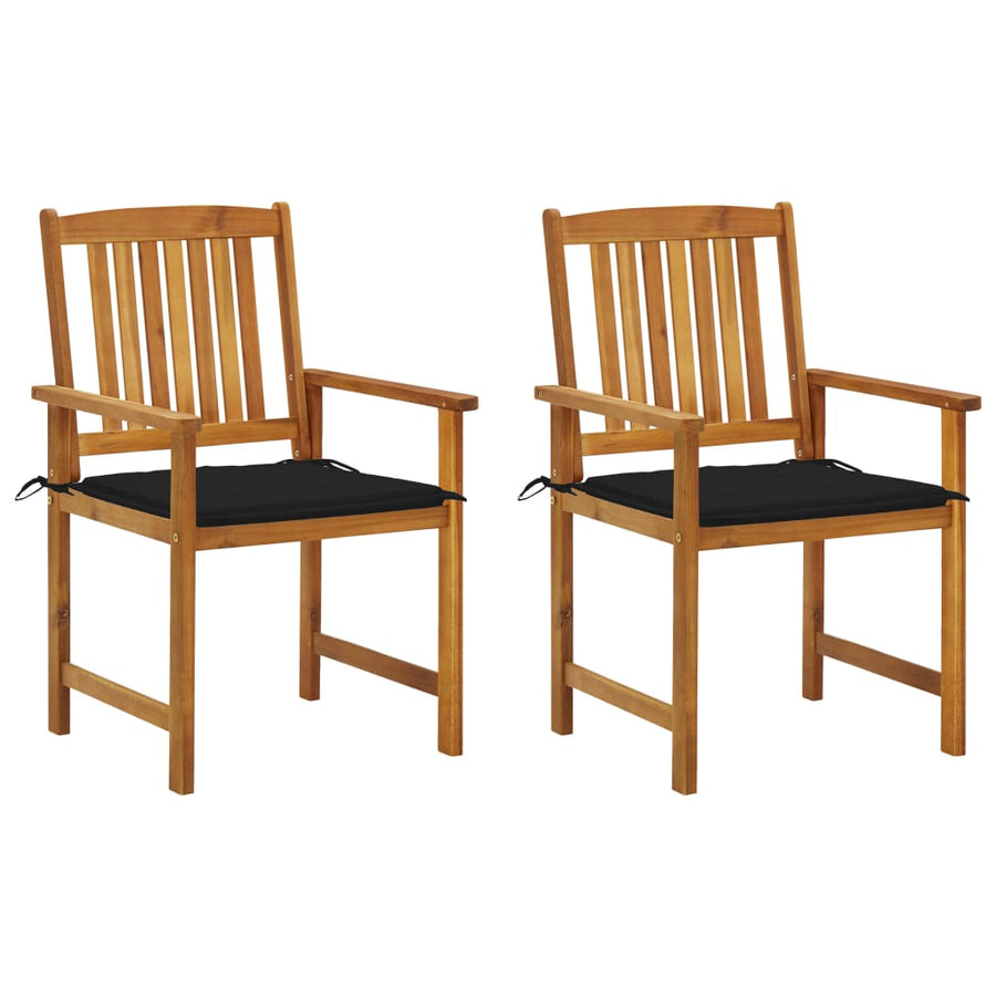 Tuinstoelen 2 St Met Kussens Massief Acaciahout Zwart