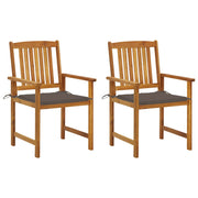 Tuinstoelen 2 st massief acaciahout met kussens