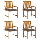 Tuinstoelen 4 st massief acaciahout met kussens