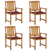 Tuinstoelen 4 st massief acaciahout wijnrood