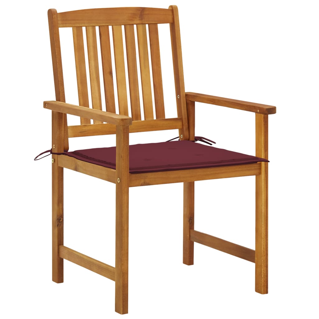 Tuinstoelen Met Kussens Massief Acaciahout 4 Wijnrood