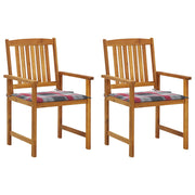 Tuinstoelen 2 st massief acaciahout met kussens