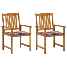 Tuinstoelen 2 St Met Kussens Massief Acaciahout Rood ruitpatroon