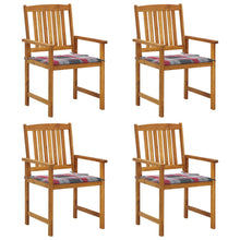 Tuinstoelen Met Kussens Massief Acaciahout 4 Rood ruitpatroon