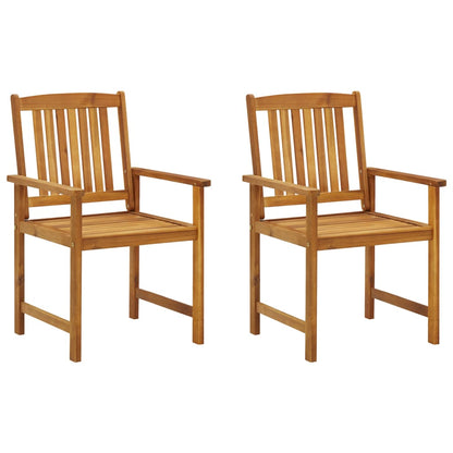 Tuinstoelen 2 St Met Kussens Massief Acaciahout Grijs ruitpatroon