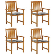 Tuinstoelen 4 st massief acaciahout met kussens
