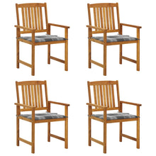 Tuinstoelen Met Kussens Massief Acaciahout 4 Grijs ruitpatroon