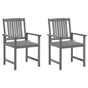 Tuinstoelen 2 stuks massief acaciahout grijs met kussens