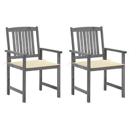 Tuinstoelen 2 St Met Kussens Massief Acaciahout Grijs 2