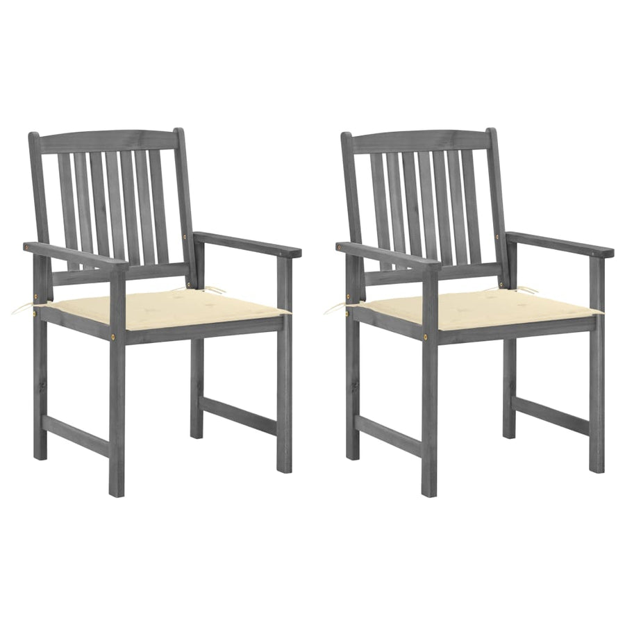 Tuinstoelen 2 St Met Kussens Massief Acaciahout Grijs 2