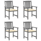 Garden chairs 4 pcs with cushions solid acacia wood grey
