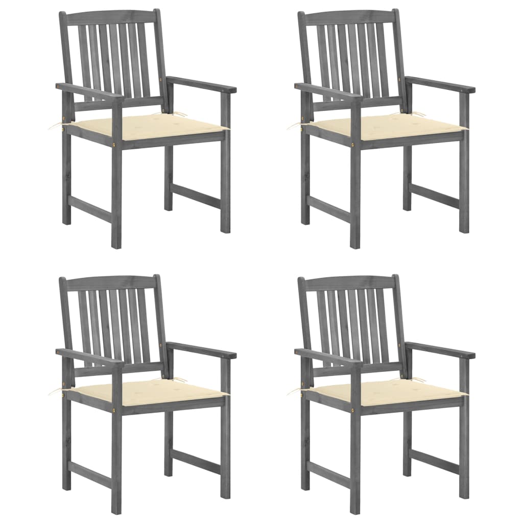 Tuinstoelen Met Kussens Massief Acaciahout Grijs 4 Crème
