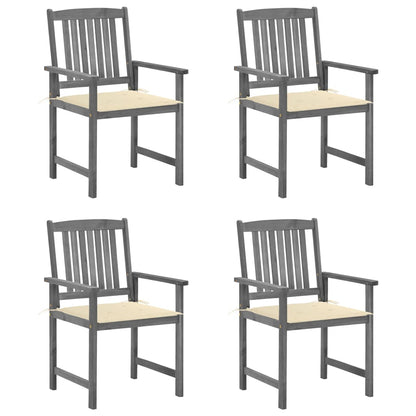 Tuinstoelen Met Kussens Massief Acaciahout Grijs 4 Crème