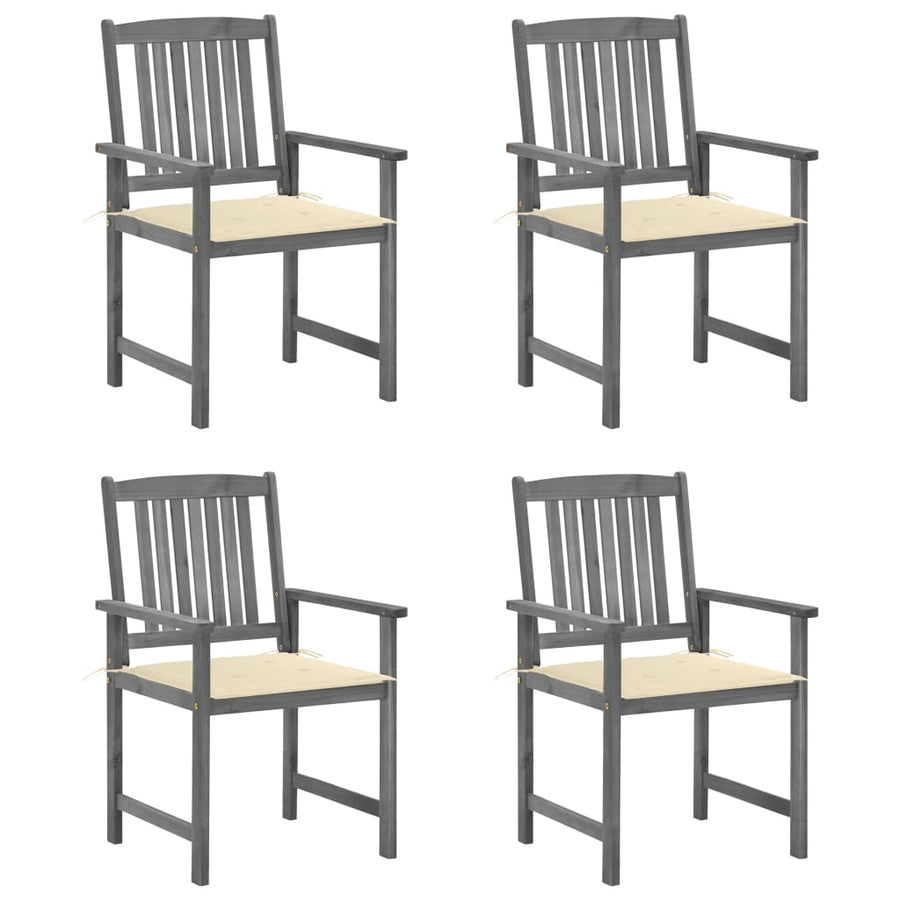 Tuinstoelen Met Kussens Massief Acaciahout Grijs 4 Crème