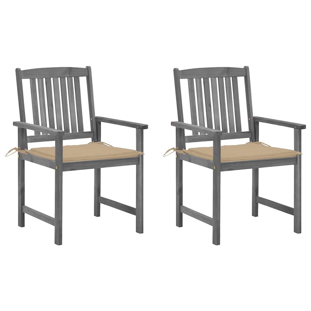 Tuinstoelen 2 St Met Kussens Massief Acaciahout Grijs 2