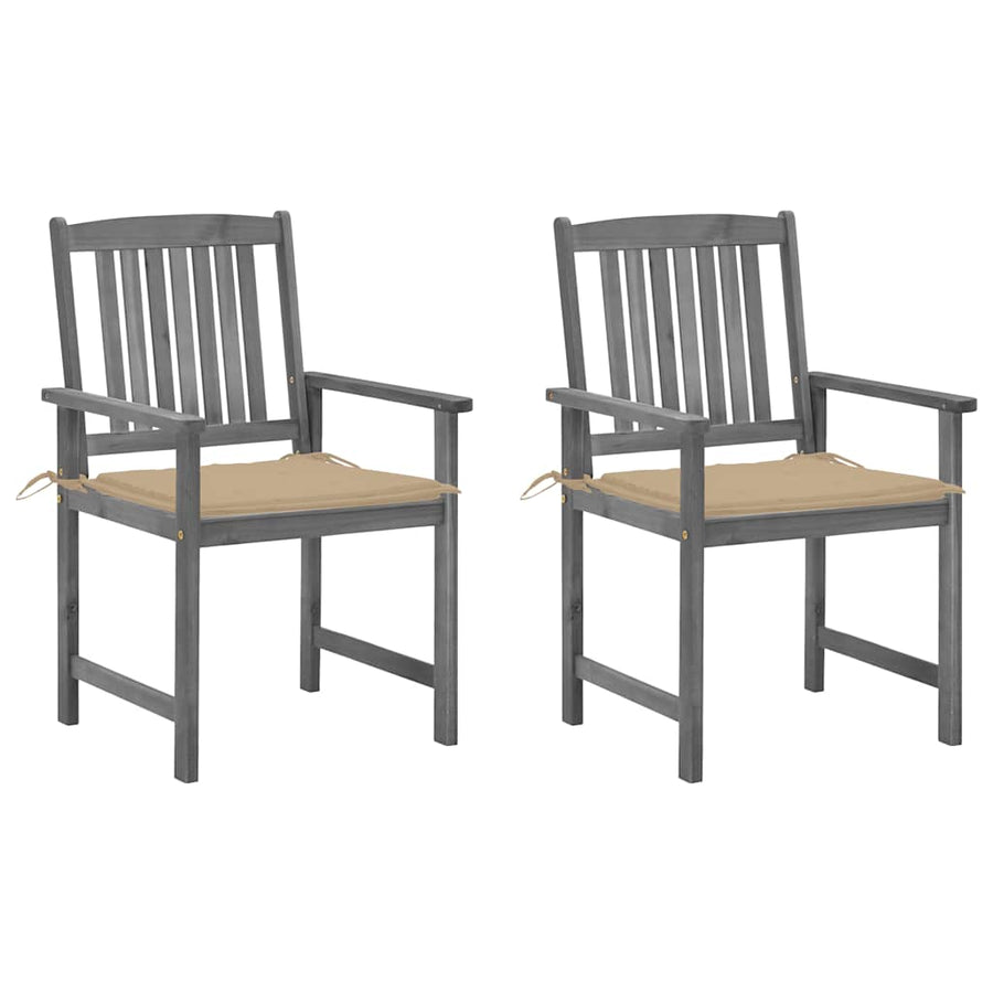 Tuinstoelen 2 St Met Kussens Massief Acaciahout Grijs 2
