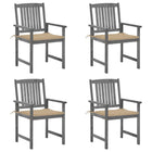 Tuinstoelen 4 st massief acaciahout grijs met kussens