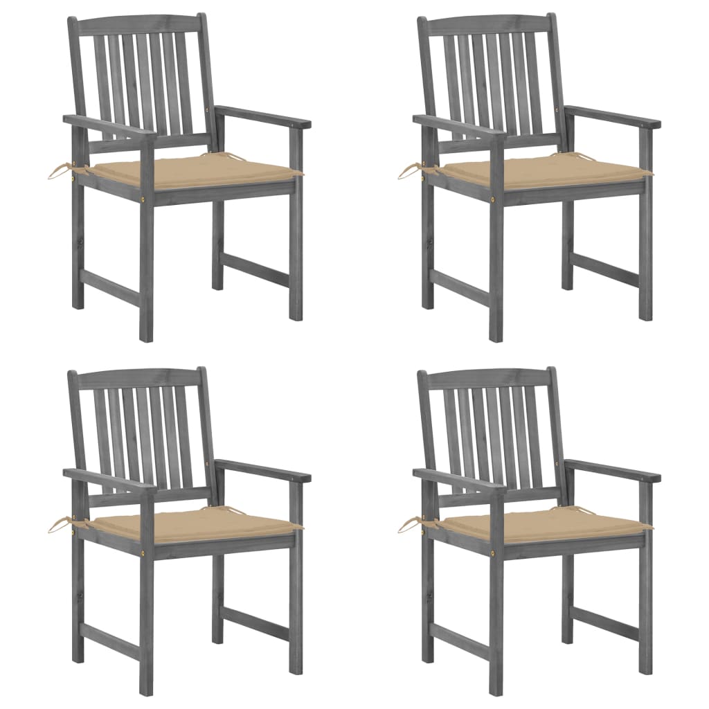 Tuinstoelen Met Kussens Massief Acaciahout Grijs 1 4 Beige