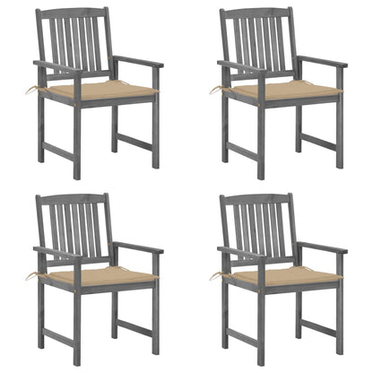 Tuinstoelen Met Kussens Massief Acaciahout Grijs 1 4 Beige