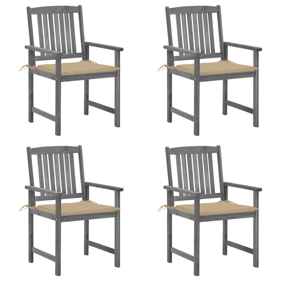 Tuinstoelen Met Kussens Massief Acaciahout Grijs 1 4 Beige