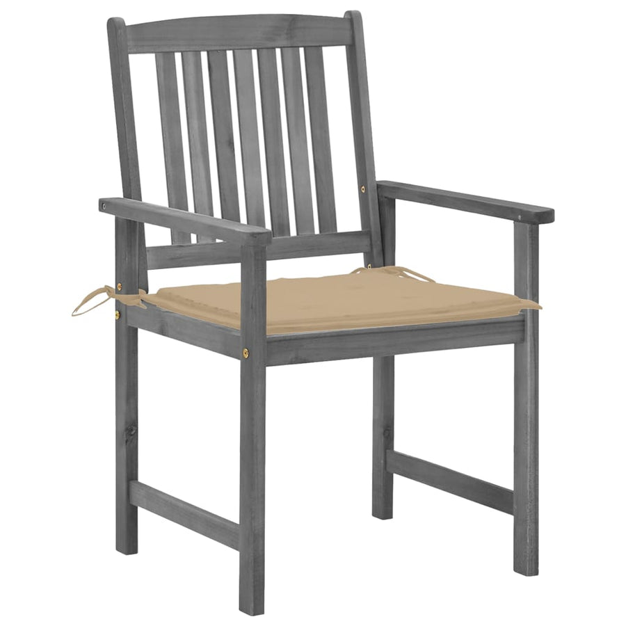 Tuinstoelen Met Kussens Massief Acaciahout Grijs 1 4 Beige