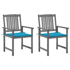 Tuinstoelen 2 st massief acaciahout grijs met kussens