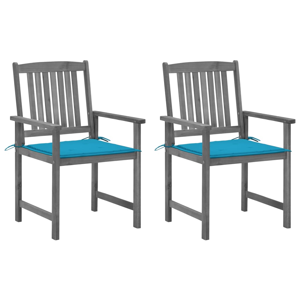 Tuinstoelen 2 St Met Kussens Massief Acaciahout Grijs 2