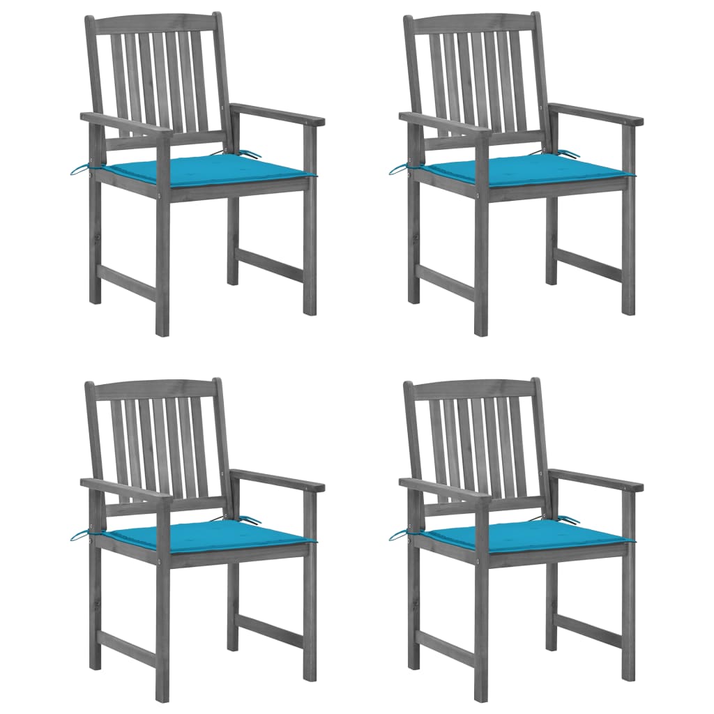 Tuinstoelen Met Kussens Massief Acaciahout Grijs 4 Blauw