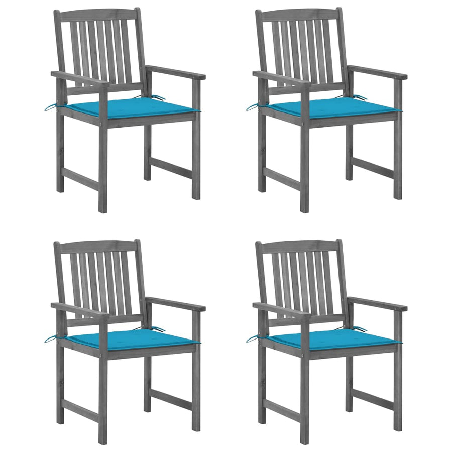 Tuinstoelen Met Kussens Massief Acaciahout Grijs 4 Blauw