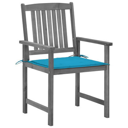 Tuinstoelen Met Kussens Massief Acaciahout Grijs 4 Blauw