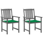 Tuinstoelen 2 stuks massief acaciahout grijs met kussens