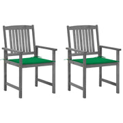 Tuinstoelen 2 stuks massief acaciahout grijs met kussens