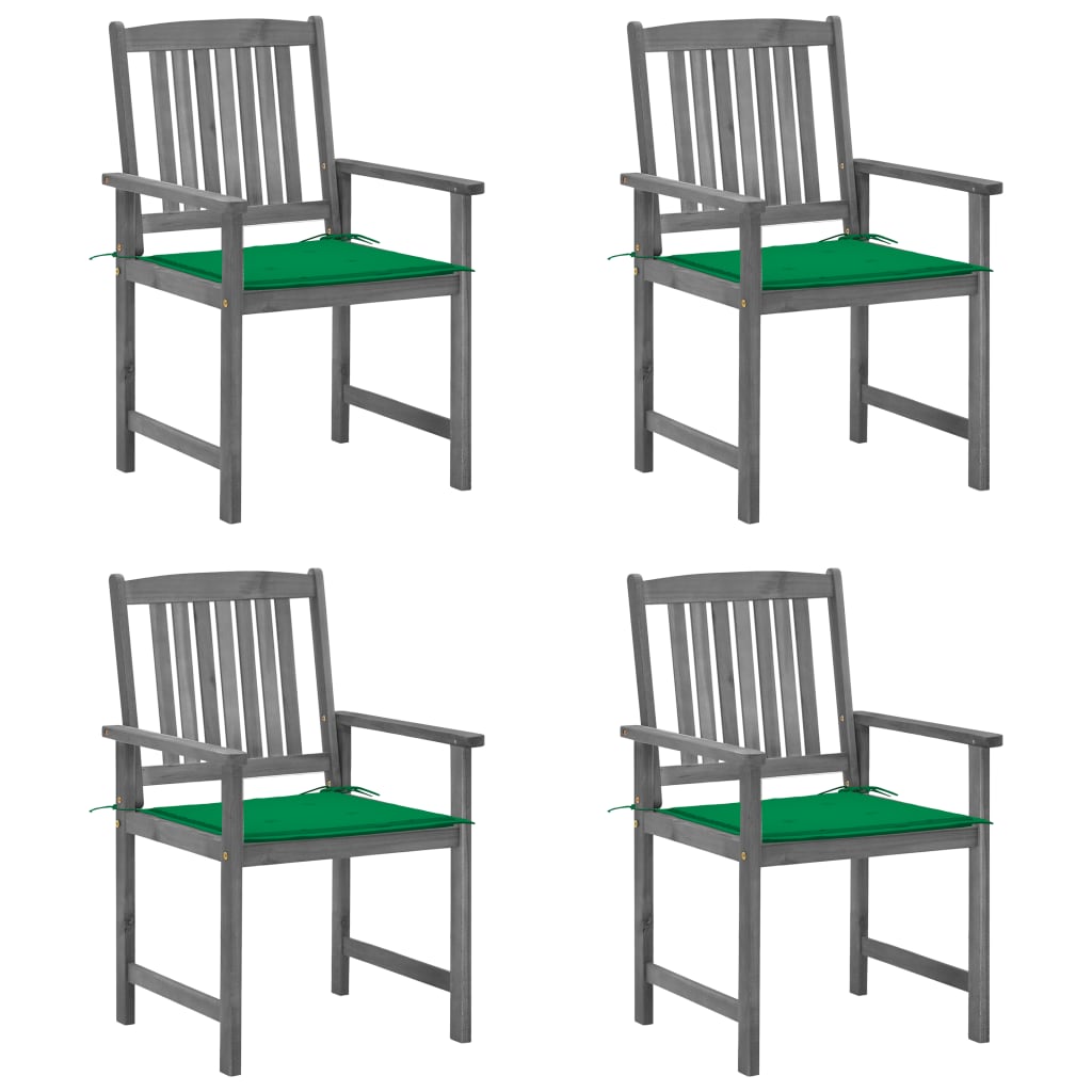 Tuinstoelen Met Kussens Massief Acaciahout Grijs 4 Groen