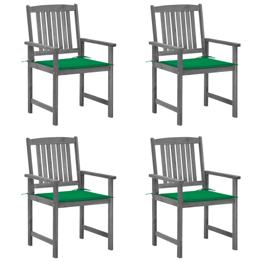 Tuinstoelen Met Kussens Massief Acaciahout Grijs 4 Groen