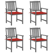 Tuinstoelen 4 st massief acaciahout grijs met kussens