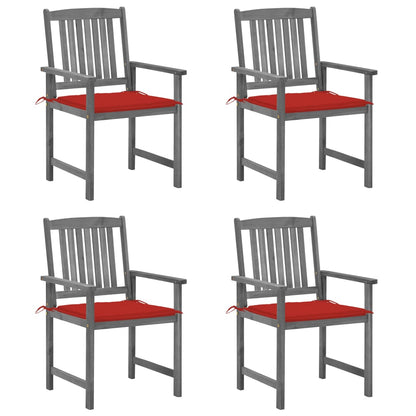 Tuinstoelen 4 St Met Kussens Massief Acaciahout Grijs Rood