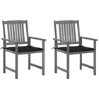 Tuinstoelen 2 stuks massief acaciahout grijs met kussens
