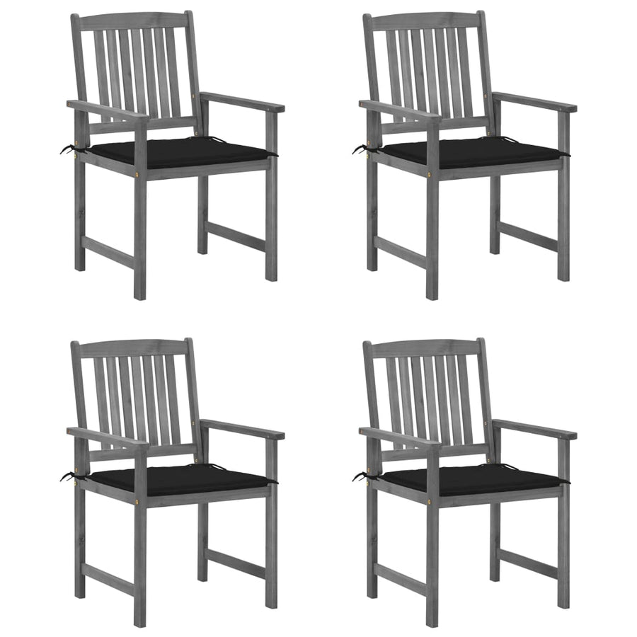 Tuinstoelen 4 St Met Kussens Massief Acaciahout Grijs 1 Zwart